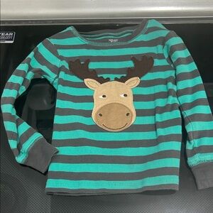 Boys 3T moose pajama shirt top long sleeve 100% cotton unisex gender neutral